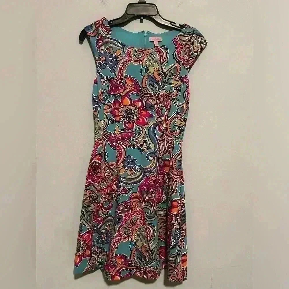 Lilly Pulitzer Briella Dress Size S Poolside Blue Southern Charm Floral